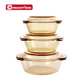 Amber High Borosilicate Glass Casserole with Glass Lid